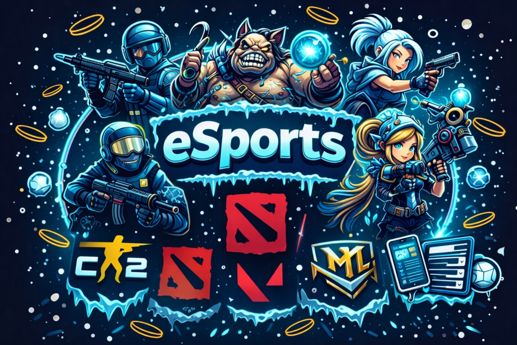 Ilustração eSports para apostas eSports Coldbet, mercados eSports mais procurados, calendário competitivo eSports